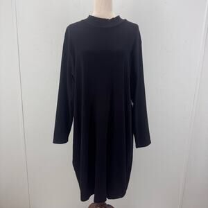 NWT Old Navy Rib Knit Long Sleeve Mock Neck Sweater Shift Dress Black Modest 3X